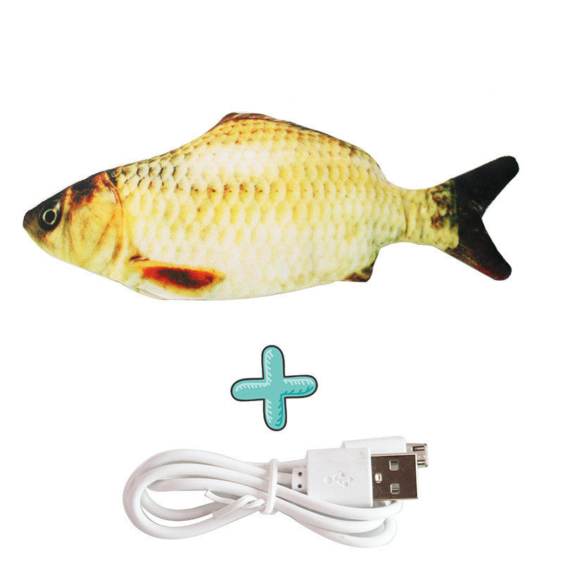 Interactive Puzzle Cat Toy Fish Funny Cat Toy Grass Carp USB