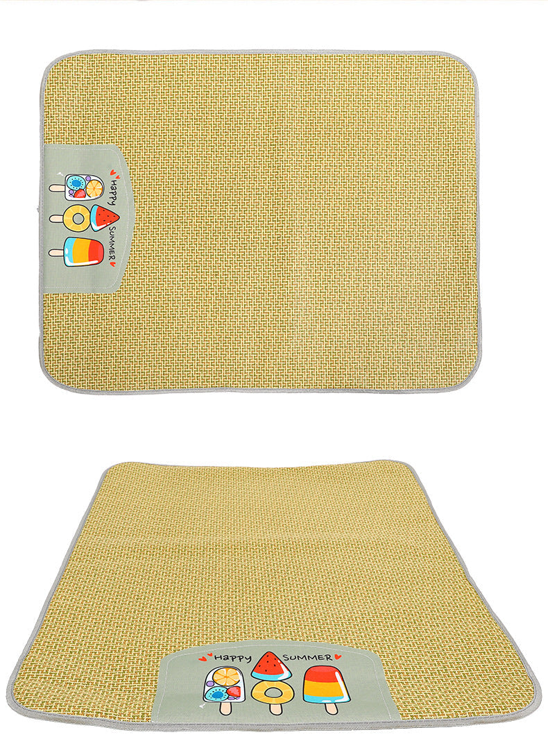 Pet Mat Ice Cool Grass Mat Dog's Nest Tengzhu Cooling Summer Pet's Nest Cat Sleeping Mat Anti Scratch Dog Bed Anti Moisture Dogs Cats Supplies Summer Pet Products Thickened cold rattan mat