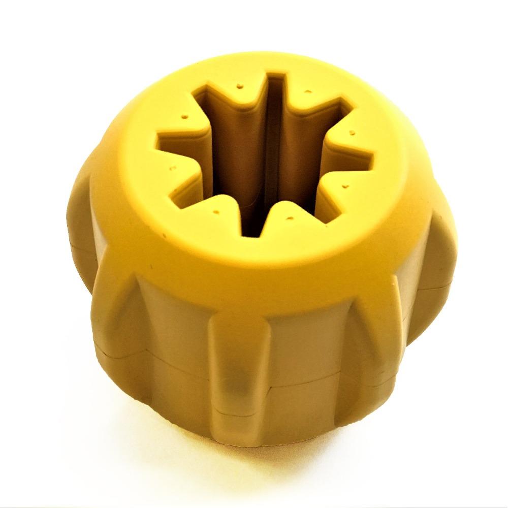 Gear eDispenser - Durable Rubber Yak Chew Holder & Treat Pocket | USA Made LARGE GEAR TOY - YELLOW