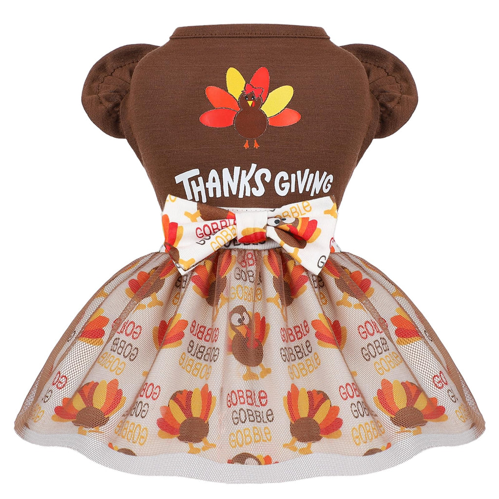 Sebaoyu Thanksgiving Dog Dress Brown Small Size