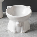 Ceramic Cute Black Drinking High Foot Cat Bowl Pet Supplies White