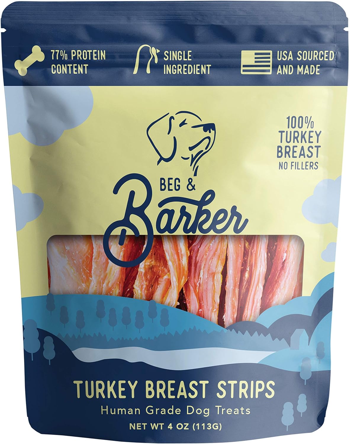 Turkey Jerky Strips Dog Treats, 4oz Turkey Breast