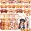 22pcs Fall Dog Bow Tie, Adjustable Bowtie Collar Attachment for Small Medium Pets, Bulk Neckties Set for Thanksgiving Day,Autumn Pet Supplies Charms Hair Costume Accessories(Maple Leaf, Pumpkin)