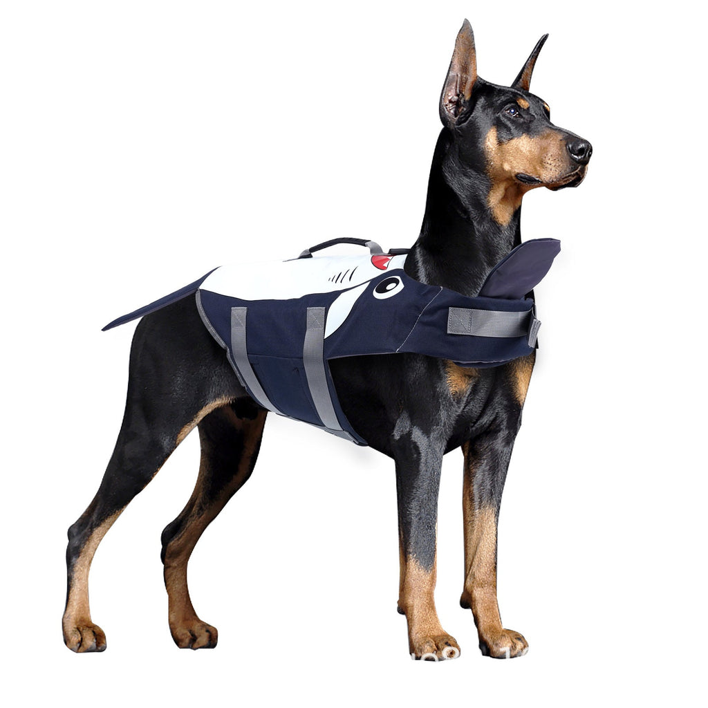 Shark Design Dog Life Jacket – PU Swimming Vest | S–XL