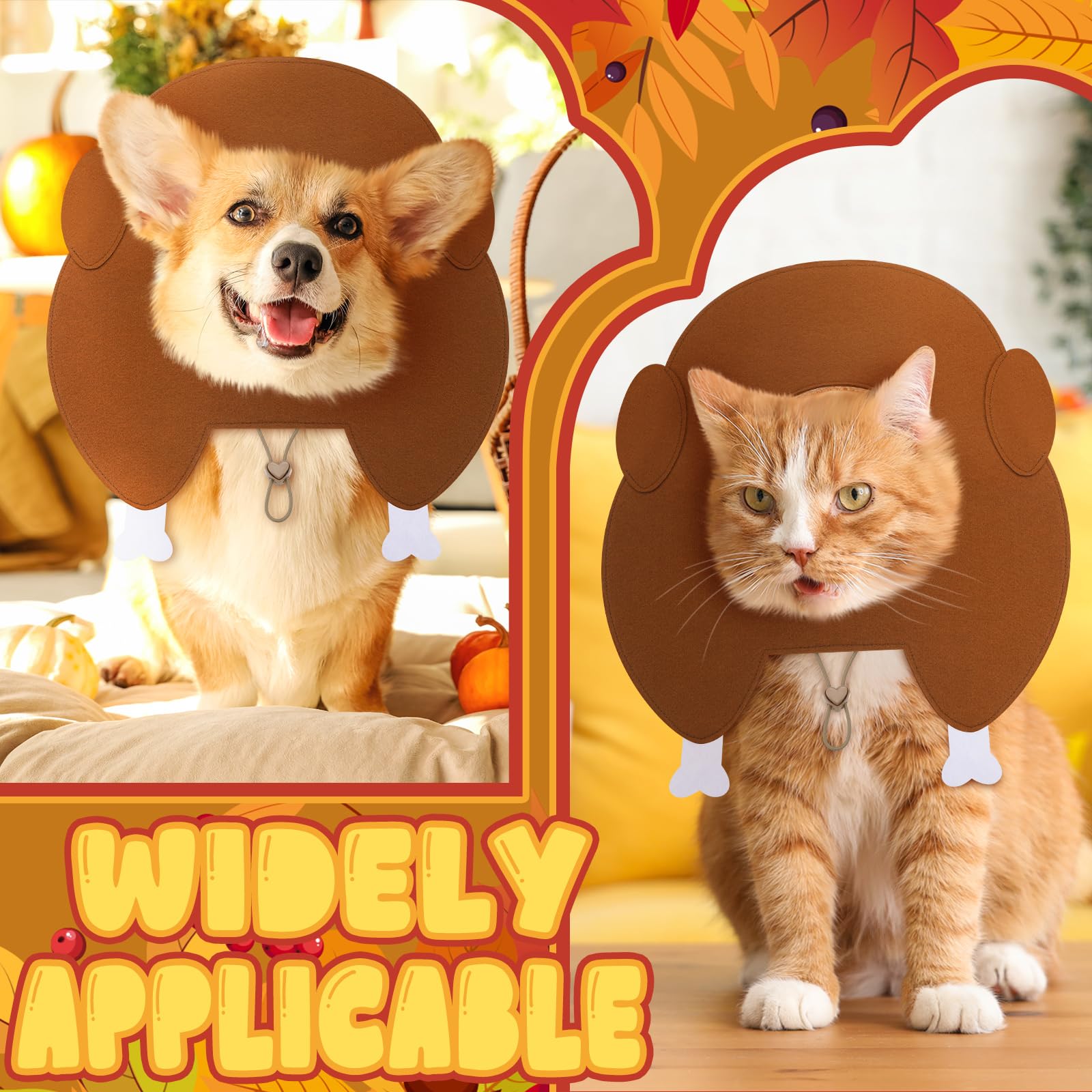 Geyoga Thanksgiving Turkey Hat Adjustable Pet Costume Medium Size
