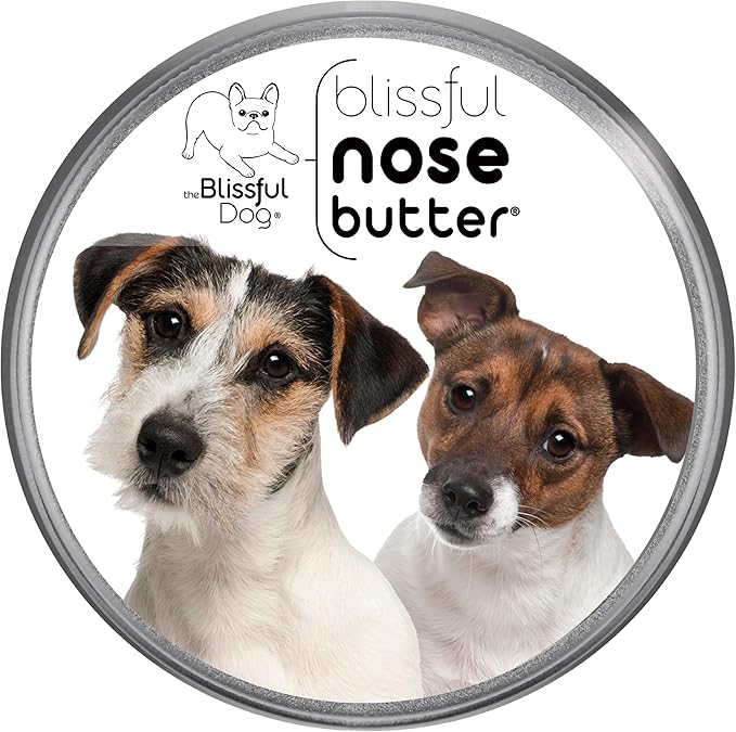 The Blissful Dog Jack Russell Terrier Nose Butter for Dry, Cracked Skin, Lick-Safe Dog Nose Balm with Moisturizing Shea Butter, Almond, Olive, and Essential Oils, Pet Supplies, Uncented, 1 oz.