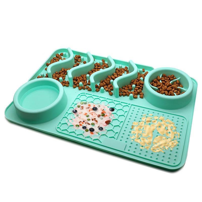 Dog Silicone Licking Pad Pet Licking Mat Silicone Smelling Mat Multifunctional Food Bowl Pets Supplies Large Lake Blue Licking Pad