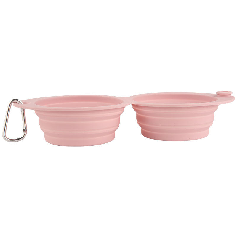 Pet Silicone Foldable Bowl Outdoor Portable Feeding Pink 30x13.4x5CM