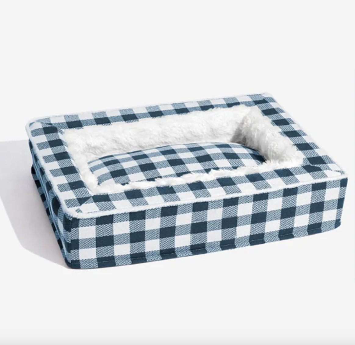 Classic Plaid Pet Bed (Removable & Washable) Blue M65x50x16 cm