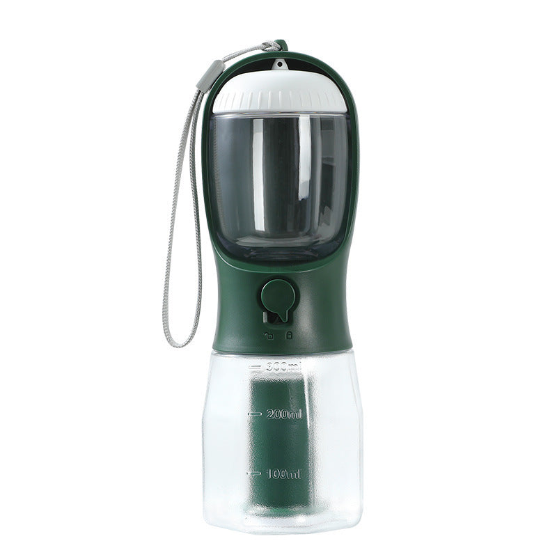 Dog Water Cup Drinking Food Garbage Bag Three-in-one Portable Small Multi-functional Pet Cups Pets Supplies 300ml Garbage Bag Dark Green