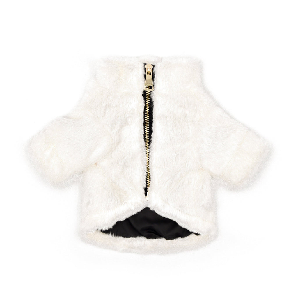 Furi Pet Coat — Bone Faux Fur Luxury Dog Jacket