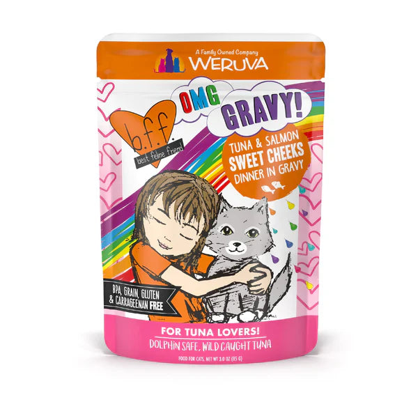 BFF OMG Adult Cat Sweet Cheeks Tuna and Salmon Wet Cat Pouch (3oz)