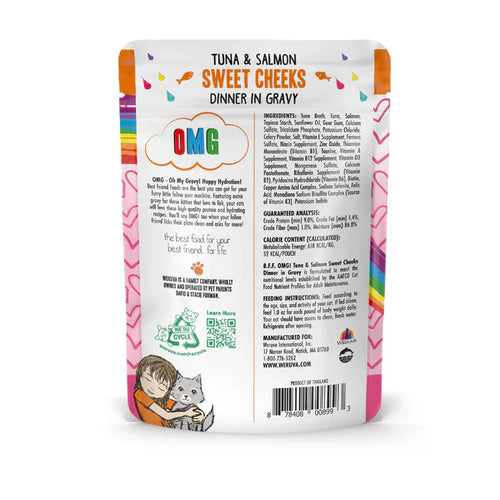 BFF OMG Adult Cat Sweet Cheeks Tuna and Salmon Wet Cat Pouch (3oz)
