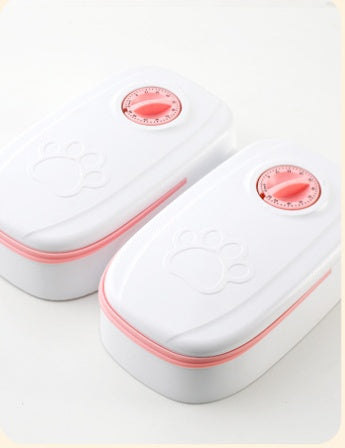 Automatic Pet Feeder Smart Food Dispenser For Cats Dogs Timer Stainless Steel Bowl Auto Dog Cat Pet Feeding Pets Supplies Pink Double meal