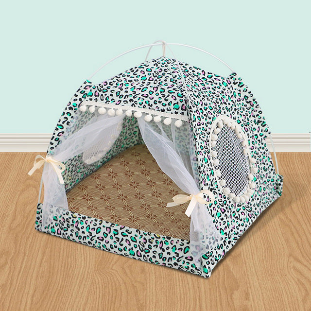 Comfy Calming Pet Tent Bed for Small Dogs and Cats Green