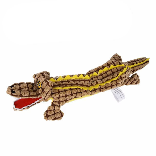 Plush Dog Toy Animals Shape Bite Resistant Squeaky Toys Corduroy Dog Toys For Small Large Dogs Puppy Pets Training Accessories Coffee
