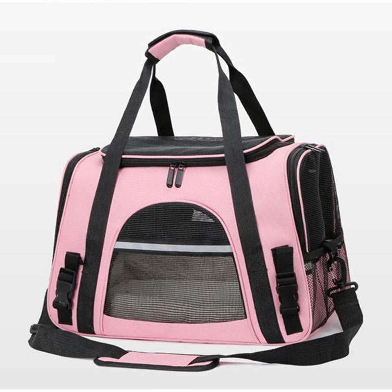 Foldable & Expandable Pet Carrier Bag - Mesh Breathable Cat/Dog Travel Bag, Convertible Crossbody Handbag for Small Pets Light Pink