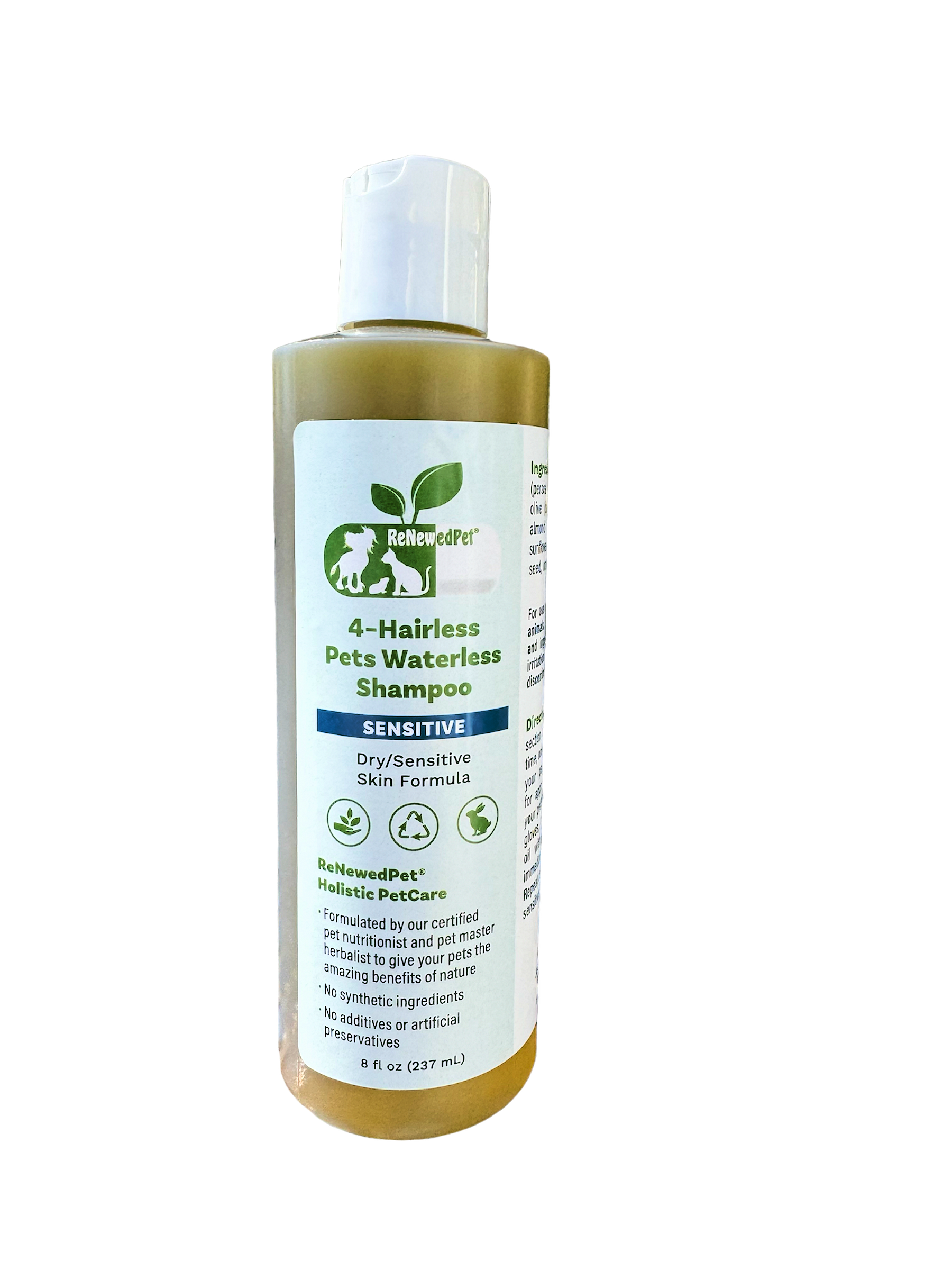4-HAIRLESS PETS SENSITIVE WATERLESS SHAMPOO FULL SIZE 8 OZ. - SAVE 10%