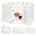 8-Panel Tall Plastic Dog Fence Indoor Outdoor Puppy Pen with Locking Door-White Default Title