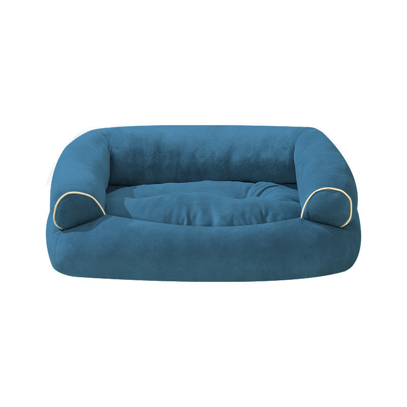 This Is A Pet Sofa Bed For Dogs And Cats, Made Of Soft Fabric And Designed For Small Pets To Sleep Comfortably Blue