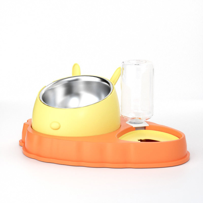 Double Bowl Stainless Steel Carrots Antiskid Pet Feeding Tool Tilt Design Carrot Appearance Dog Bowl For Indoor Pets Products Orange