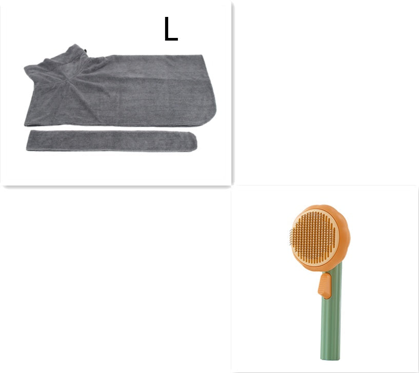 New Pet Cat Brush Hot Selling Hand-held Steel Wire Self-cleaning Comb Looper For Hair Removal Green Grey L