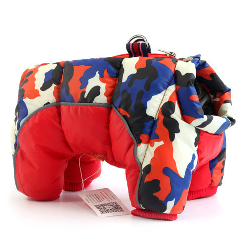 Winter Pet Dog Clothes Super Warm Jacket Thicker Cotton Coat Waterproof Small Dogs Pets Clothing For Puppy Red camouflage