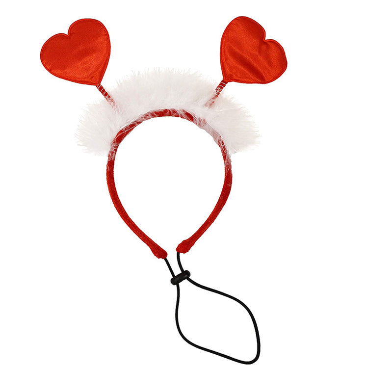 2025 Pets Valentine's Day Decoration Pet Scar Valentine's Day Hairband Dog Party Decoration Prop Dog Accessories Pet Products Heart Hair Band
