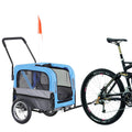 2-in-1, 3 Wheel Pet Jogging Stroller Bike Trailer Blue and Grey