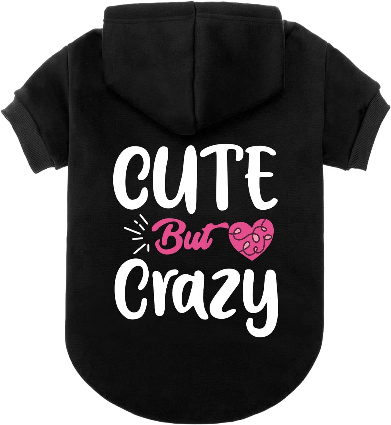 Dog Hoodie Sweatshirt with Leash Hole Warm Pet Clothes XS-XXL Dogs Black(Cute But Crazy)