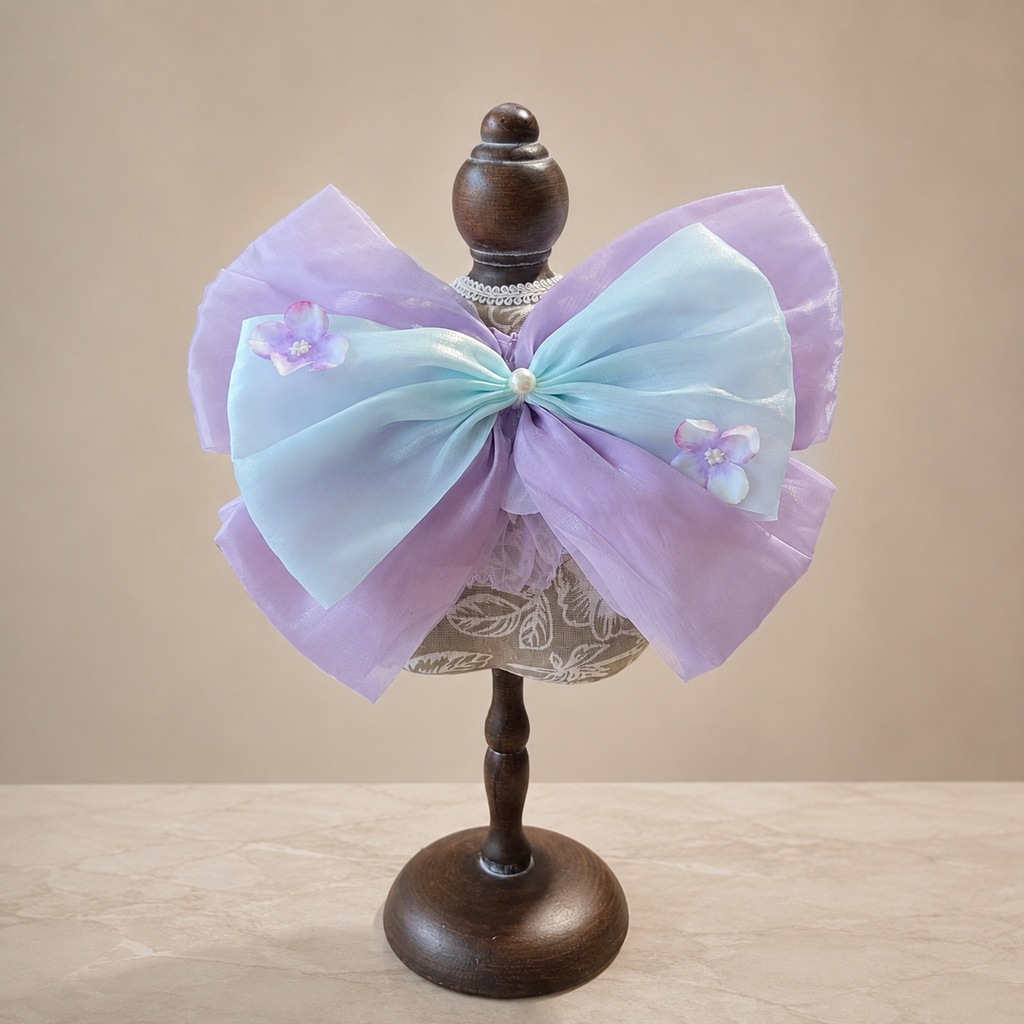 Lavender Blue Satin Lace Pet Bib Collar