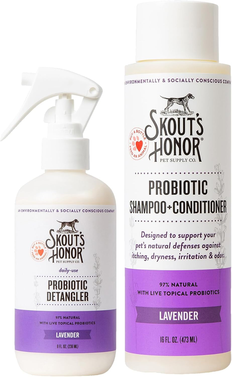 Bundle Probiotic Detangler Grooming Set for Dogs Cats Lavender Lavender