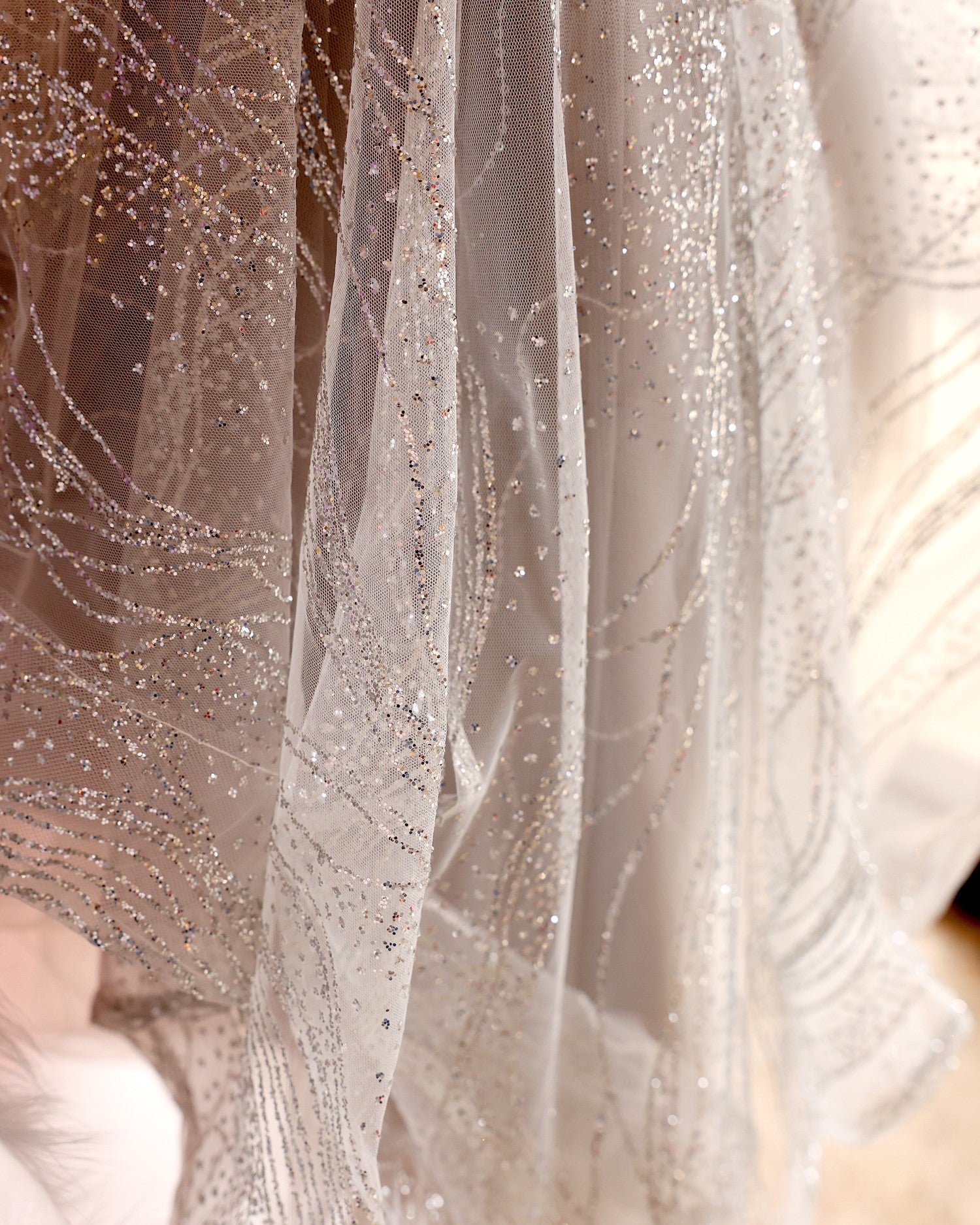 Luxury Sequin Pet Long Train Dress with Feather Collar Princess Dog Gown