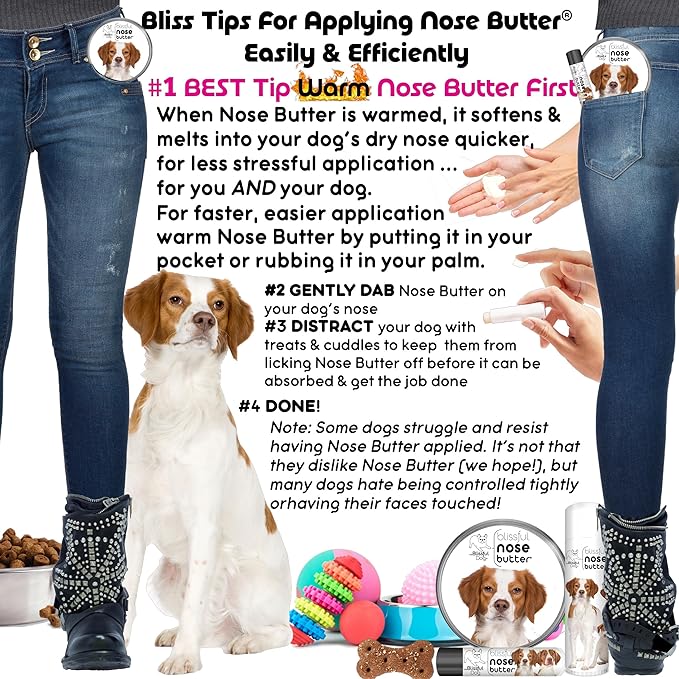 The Blissful Dog Brittany Spaniel Nose Butter for Dry, Cracked Skin, Lick-Safe Dog Nose Balm with Moisturizing Shea Butter, Almond, Olive, and Essential Oils, Pet Supplies, Uncented, 2 oz.