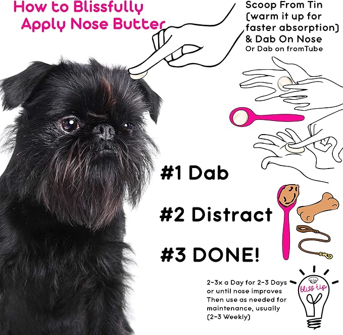 The Blissful Dog Affenpinscher Nose Butter for Dry, Cracked Skin, Lick-Safe Dog Nose Balm with Moisturizing Shea Butter, Almond, Olive, and Essential Oils, Pet Supplies, Uncented, 8 oz.