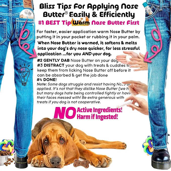 The Blissful Dog Bloodhound Nose Butter for Dry, Cracked Skin, Lick-Safe Dog Nose Balm with Moisturizing Shea Butter, Almond, Olive, and Essential Oils, Pet Supplies, Uncented, 8 oz.