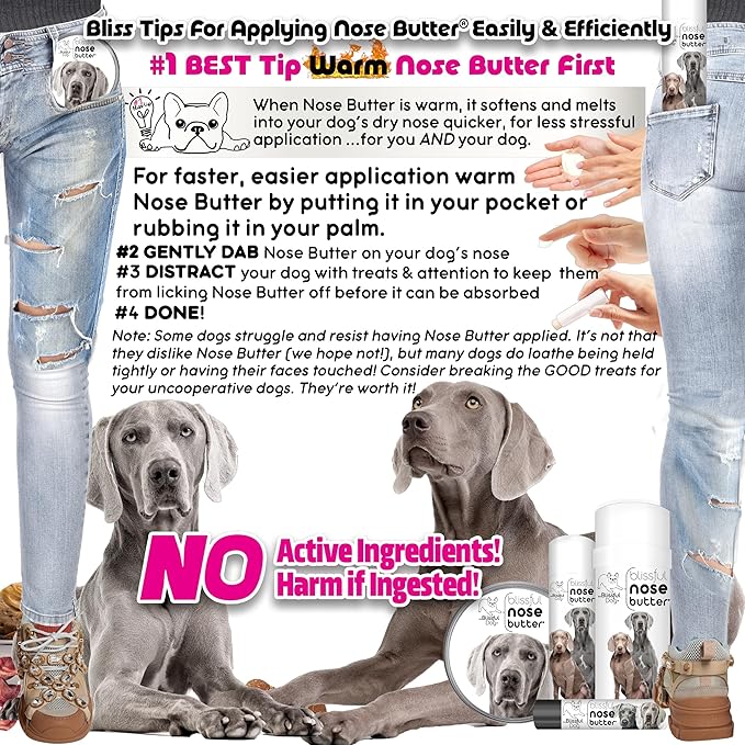 The Blissful Dog Weimaraner Nose Butter for Dry, Cracked Skin, Lick-Safe Dog Nose Balm with Moisturizing Shea Butter, Almond, Olive, and Essential Oils, Pet Supplies, Uncented, 8 oz.