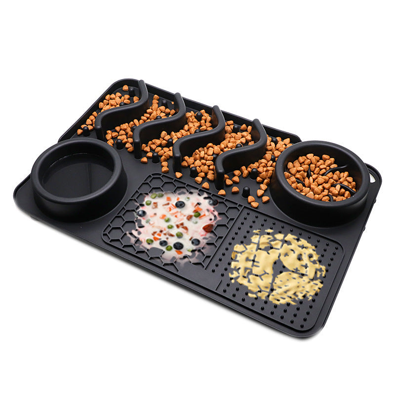 Dog Silicone Licking Pad Pet Licking Mat Silicone Smelling Mat Multifunctional Food Bowl Pets Supplies Large Black Licking Pad