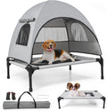 Elevated Outdoor Dog Bed with Canopy Cooling Pet Cot Camping Tent Small