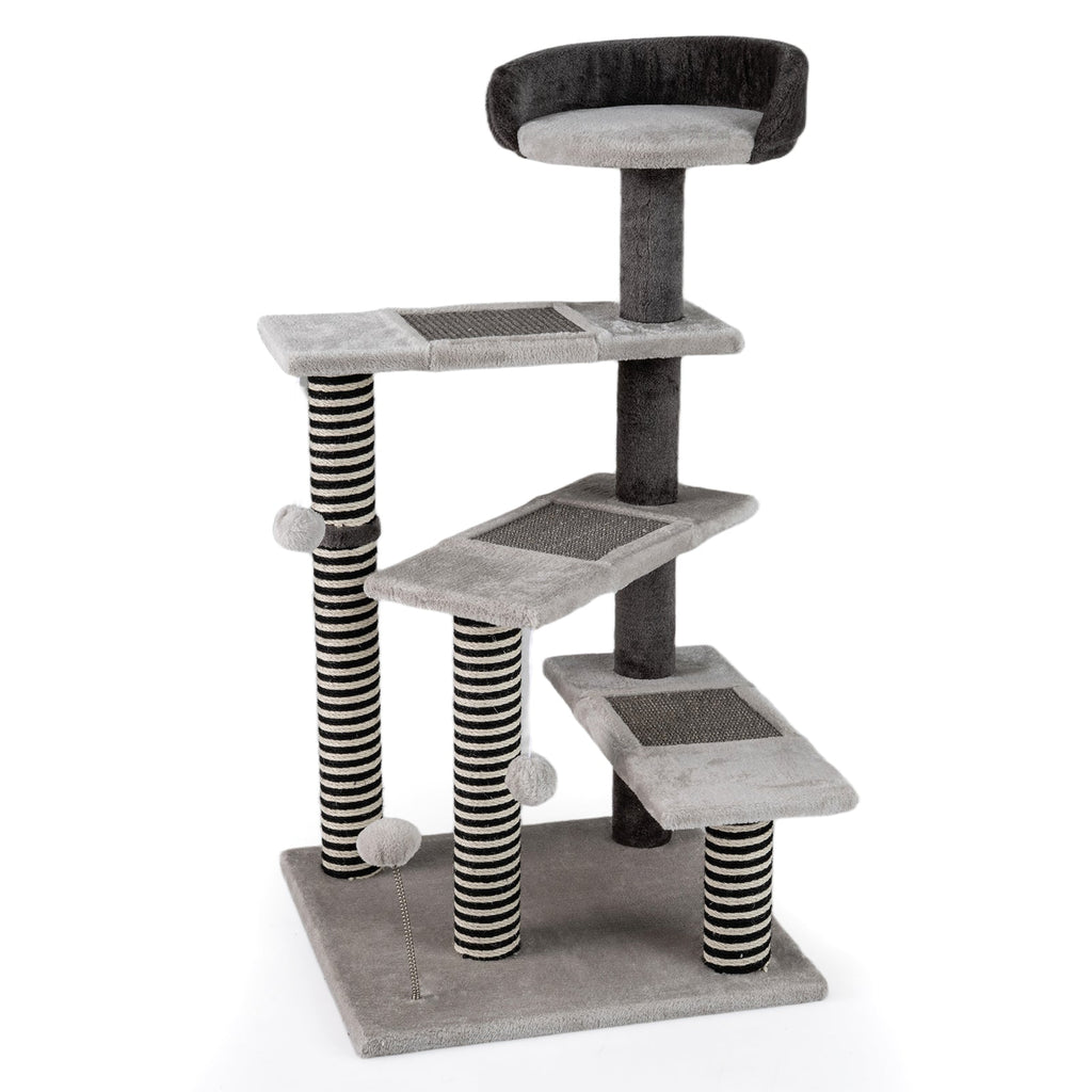 93 CM Tall Cat Tree Kitten Tower with Sisal and Jute Scratching Posts-Gray Default Title