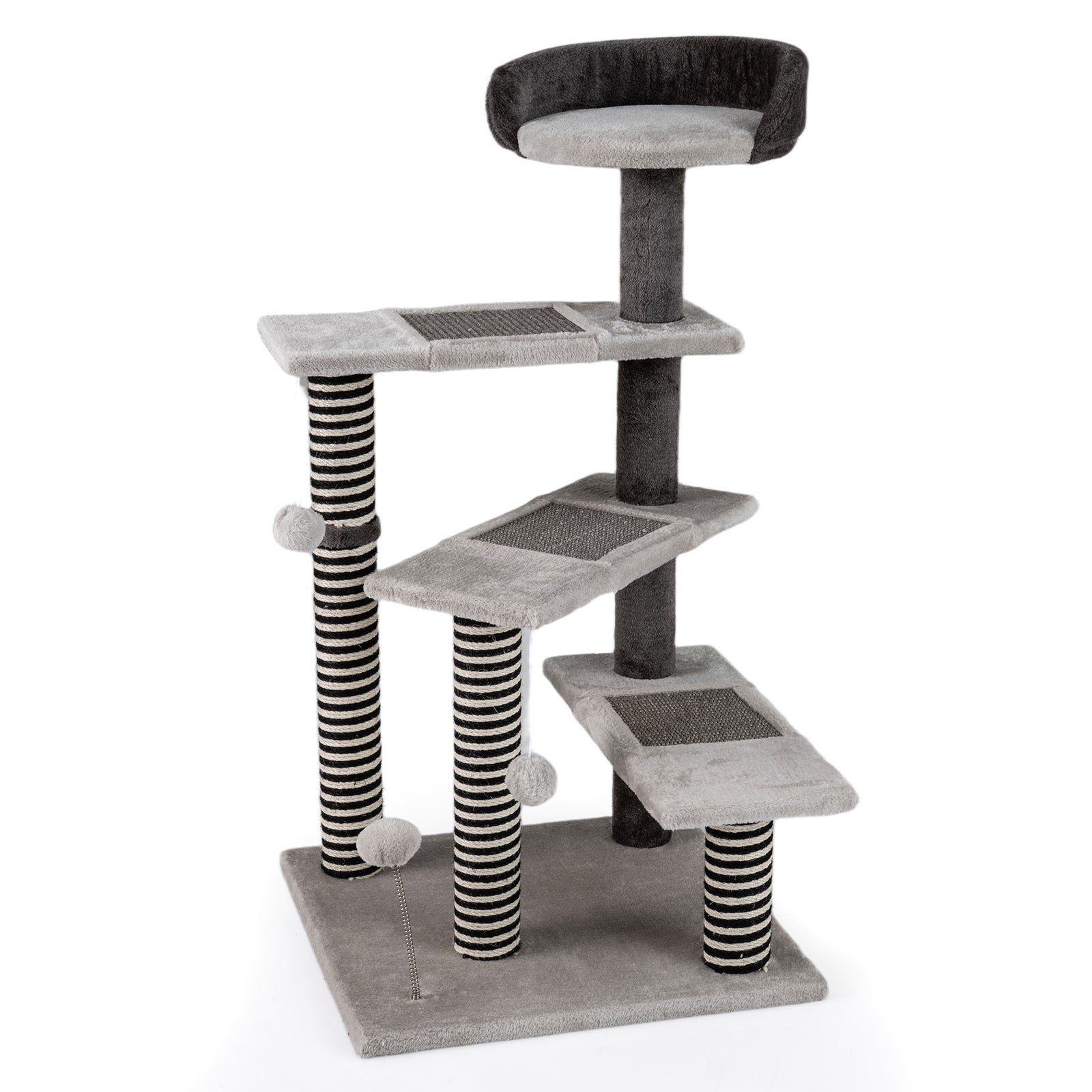 93 CM Tall Cat Tree Kitten Tower with Sisal and Jute Scratching Posts-Gray Default Title