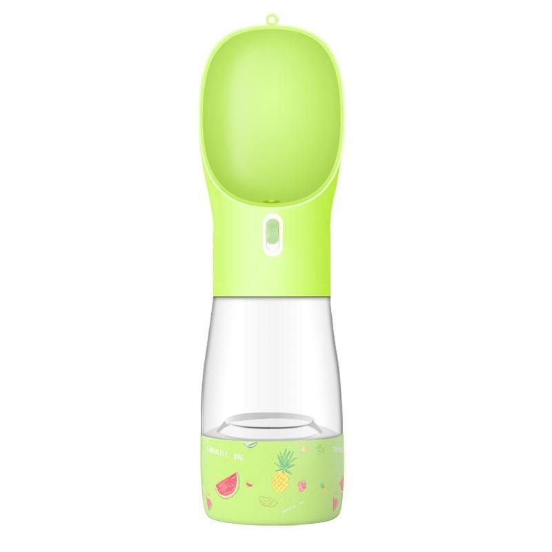 Pet Dog Water Bottle Feeder Bowl Portable Water Food Bottle Pets Outdoor Travel Drinking Dog Bowls Water Bowl For Dogs Green Printing