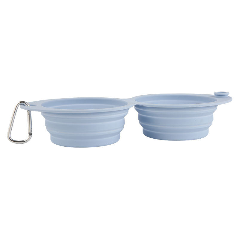 Pet Silicone Foldable Bowl Outdoor Portable Feeding Sky Blue 30x13.4x5CM