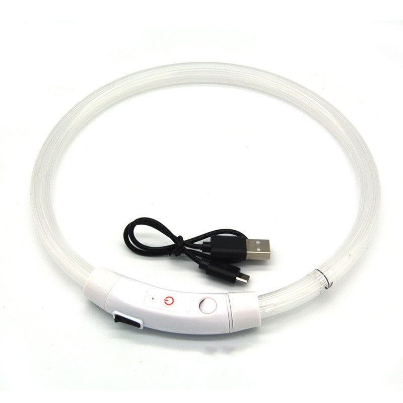Dog luminous collar luminous pet collar USB charging neck ring LED luminous dog collar Colorful - Fiber Optic