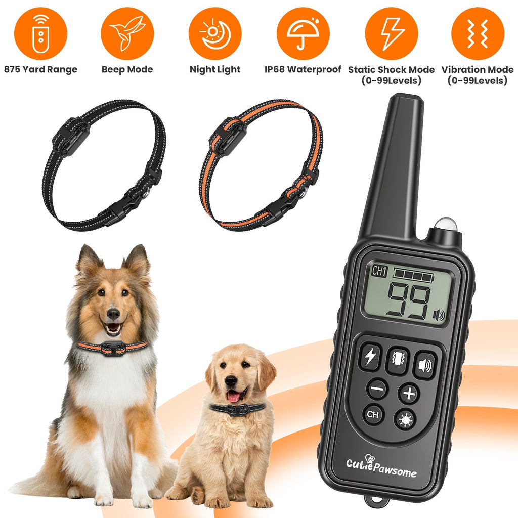 Rechargeable Dog Training Collar with Remote – 875 Yard Range