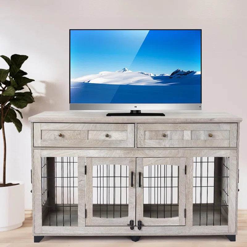 Modern Console Dog Crate Gray