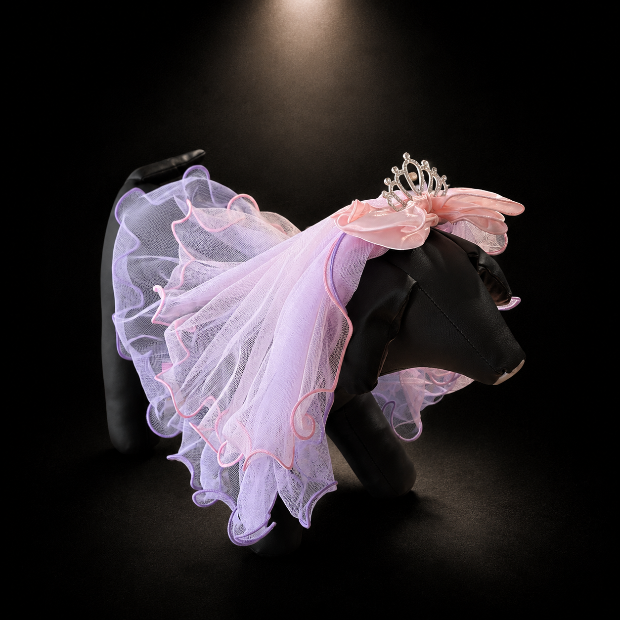 Pink Blue Tulle Tiara Pet Veil Headpiece Pink One Size
