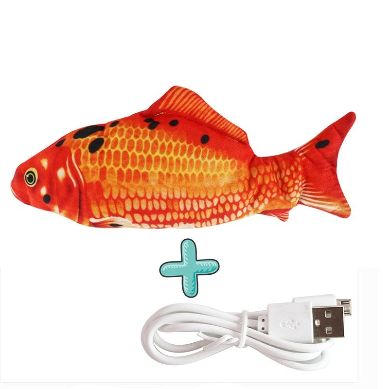Electric Funny Cat Simulation Fish Beating Usb Jumping Cat Toy Red carp