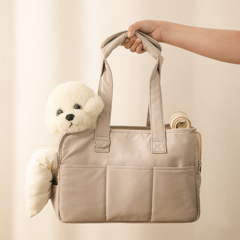 Pet Dog Cat Outgoing Bag Made Of Pure Cotton With Large Capacity Pets Supplies Light Grey