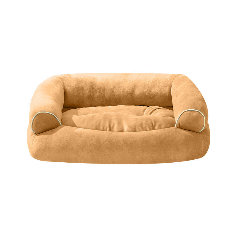 This Is A Pet Sofa Bed For Dogs And Cats, Made Of Soft Fabric And Designed For Small Pets To Sleep Comfortably Khaki
